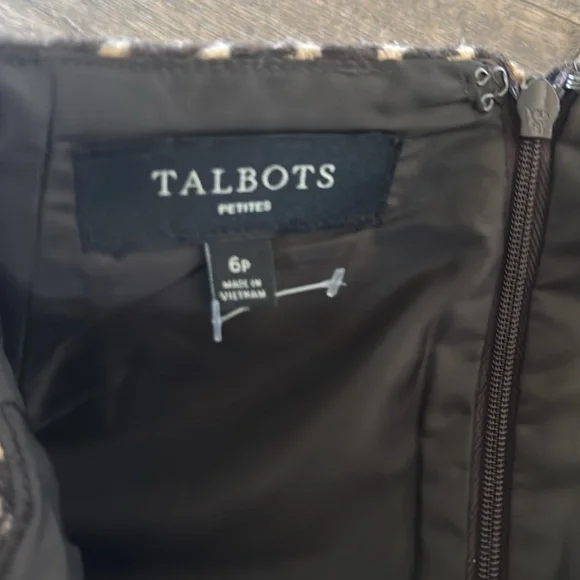 Talbots wool blend houndstooth skirt brown check size 6P - Picture 2 of 3